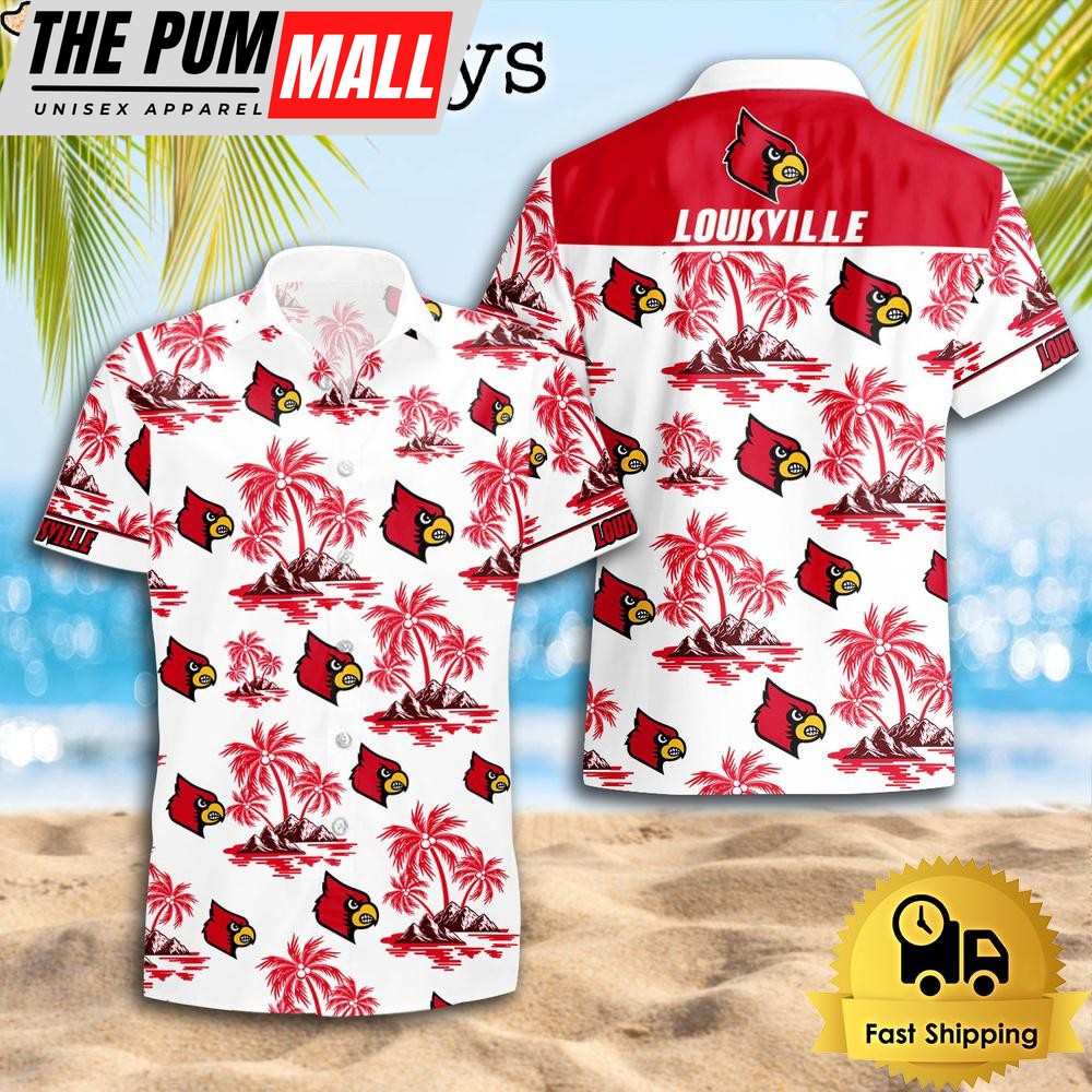 NCAA Louisville Cardinals Coconut Island Logo Hawaiian Shirts