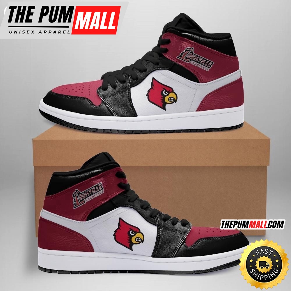 NCAA Louisville Cardinals Red Black Air Jd 1 High Sneakers Stylish Air Jd 1 Series