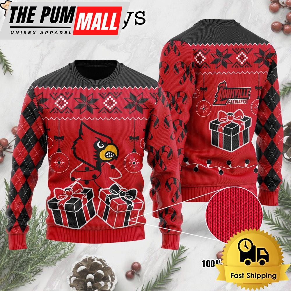 NCAA Louisville Cardinals Tree Christmas Ugly Sweater