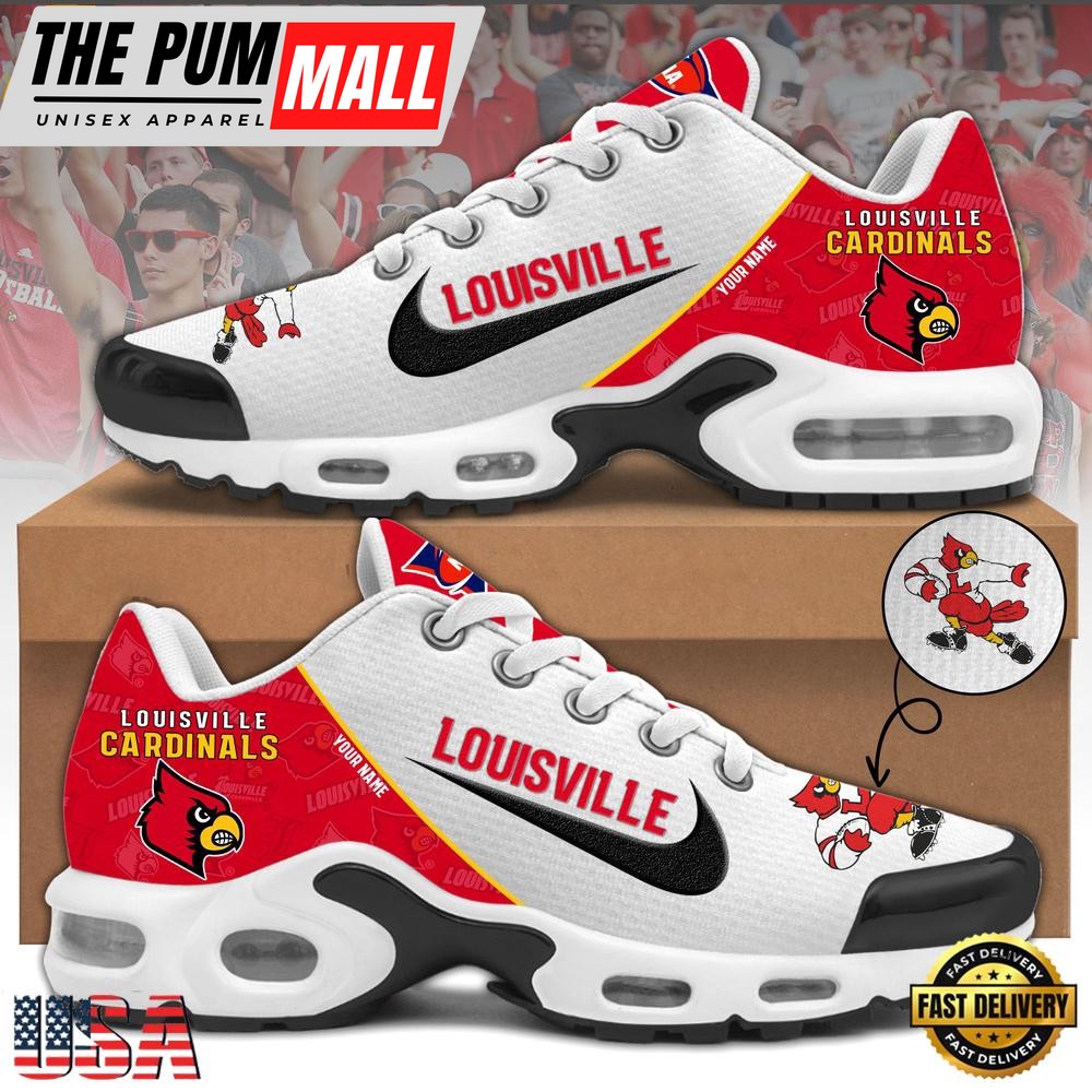 NCAA Louisville Football Mascot Symbol Custom Name New Design Air Max Plus Shoes