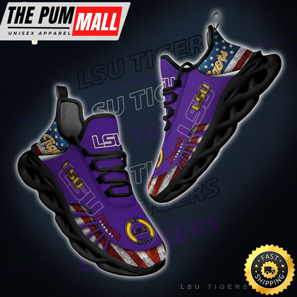 NCAA LSU TIGERS Black And White Clunky Shoes New Style For Fans