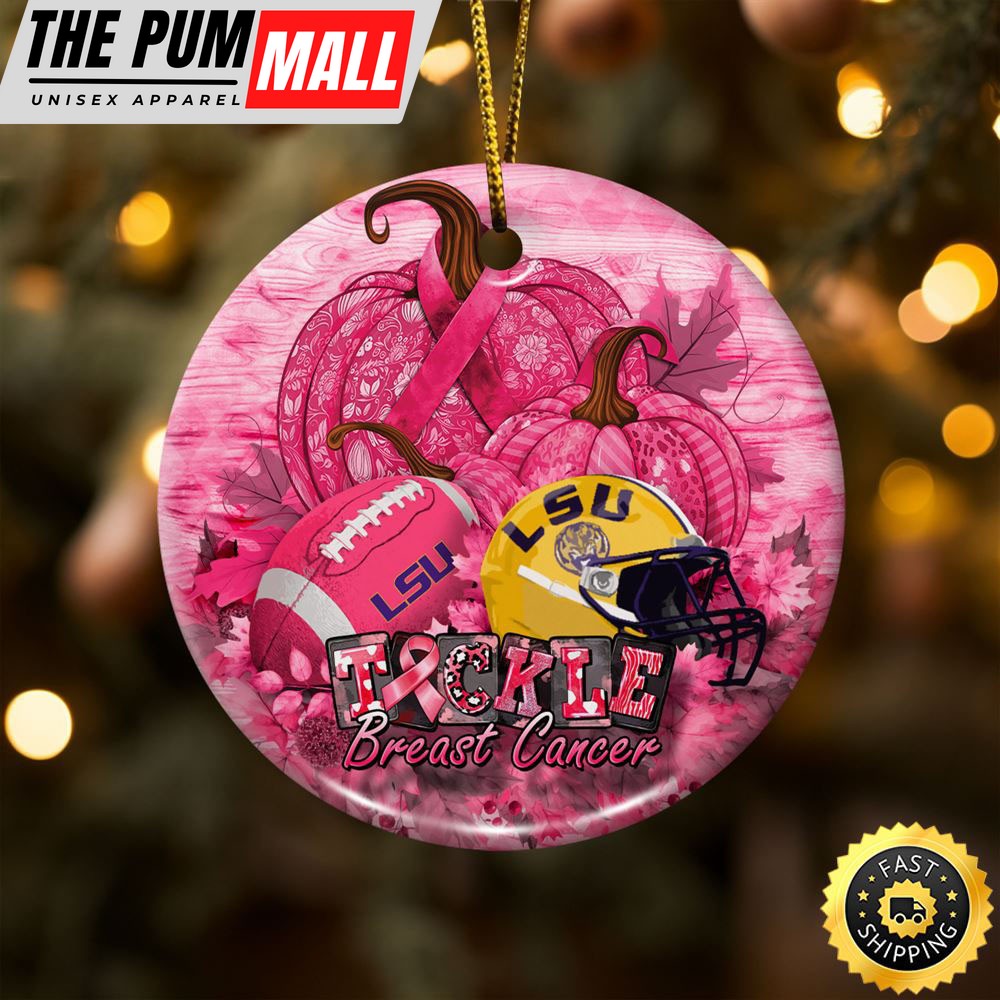 NCAA LSU TIGERS Breast Cancer And Sport Team Ceramic Ornament Limited Edition