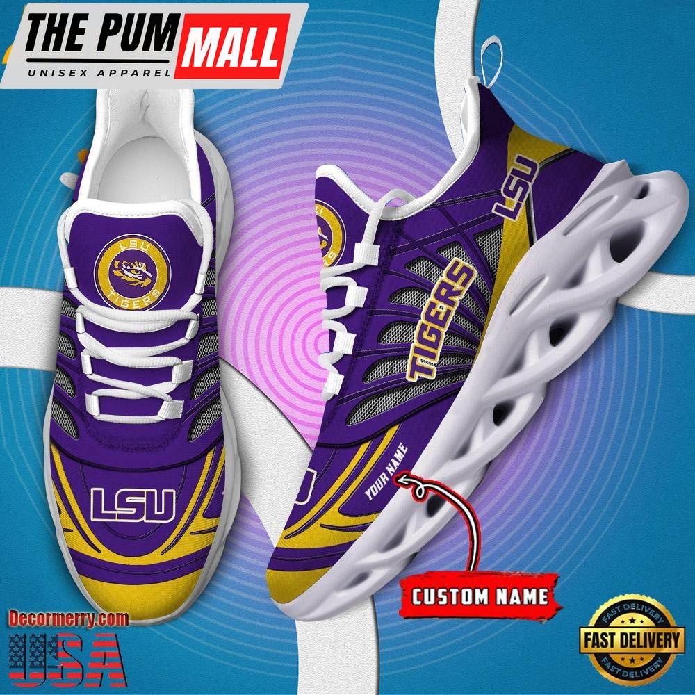 NCAA LSU Tigers Custom Name Design Max Soul Shoes Sneaker