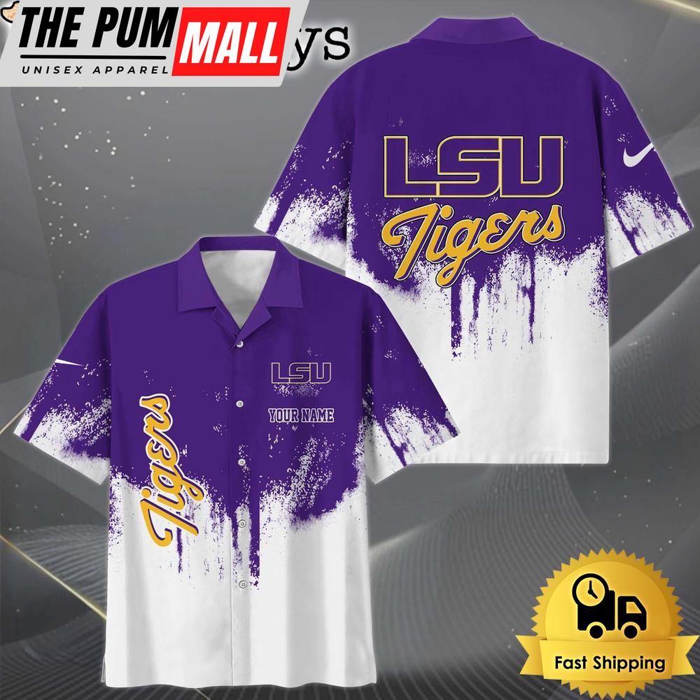 NCAA LSU TIGERS Custom Paint Splatter Logo Hawaiian Shirt