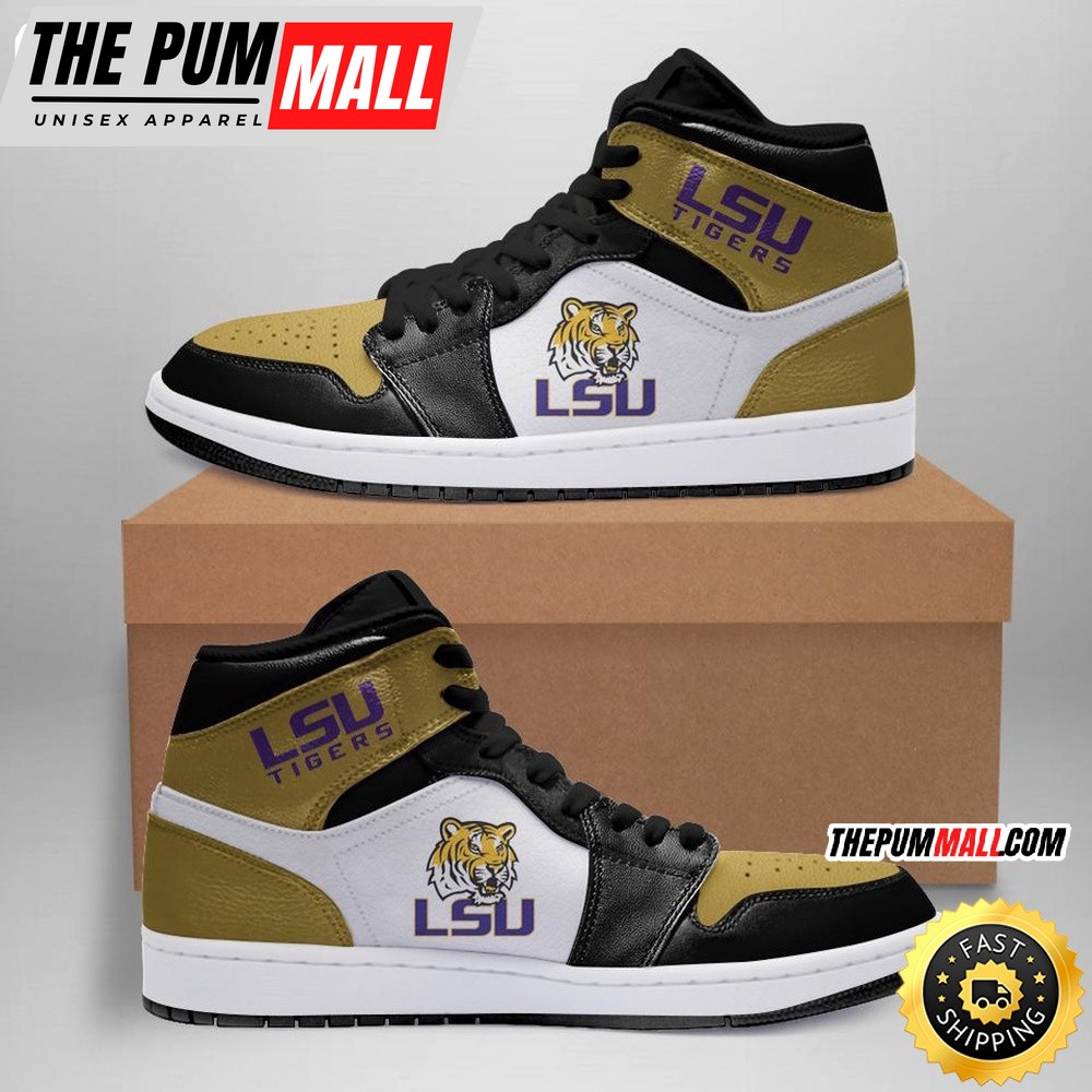 NCAA LSU Tigers Gold White Air Jd 1 High Sneakers