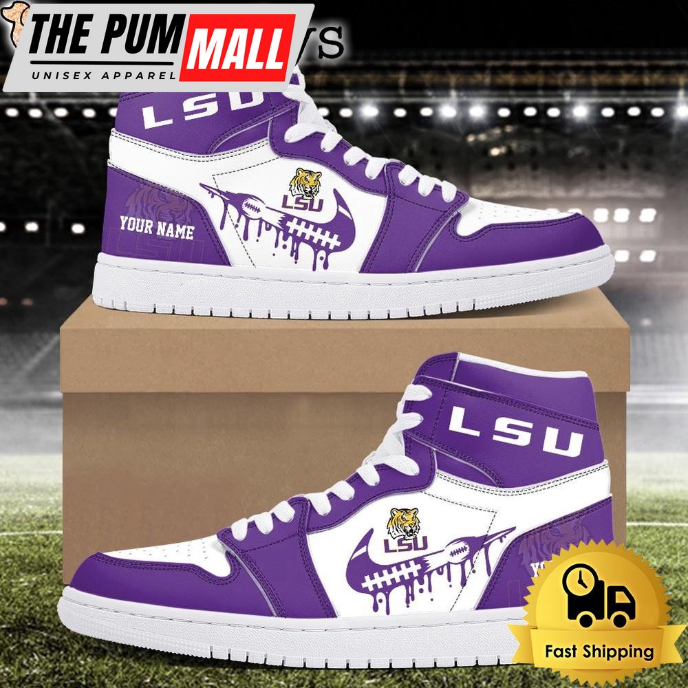 NCAA LSU Tigers Grunge Style Custom Air Jd 1 Shoes