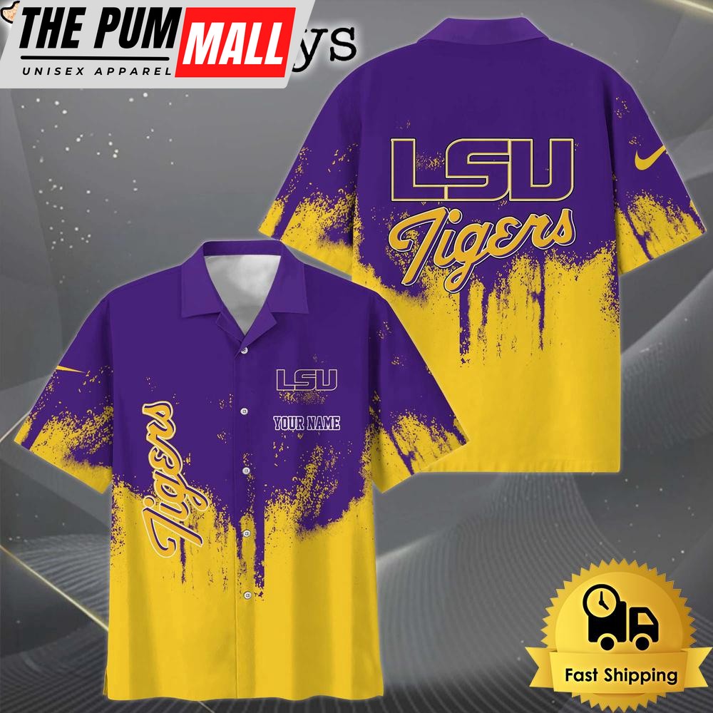 NCAA LSU TIGERS Paint Splatter Custom Hawaiian Shirt