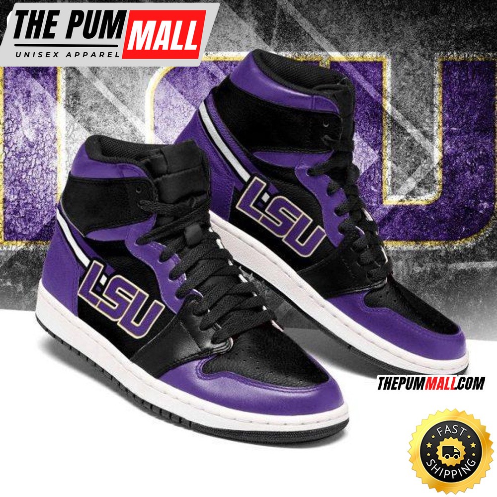 NCAA LSU Tigers Purple Black Air Jd 1 High Sneakers