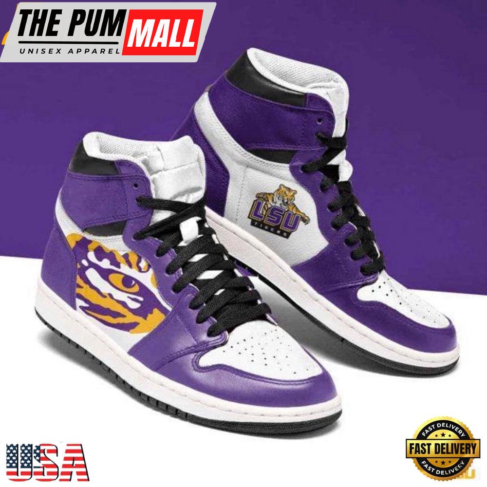 NCAA LSU Tigers Purple White Air Jd 1 High Sneakers For Men Women