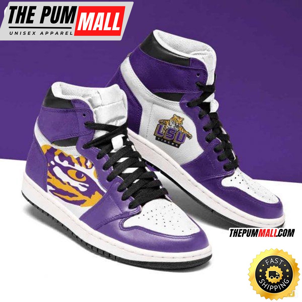 NCAA LSU Tigers Purple White Air Jd 1 High Sneakers