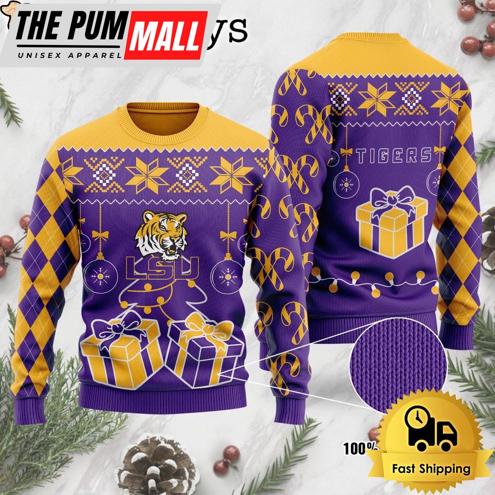 NCAA LSU Tigers Tree Christmas Ugly Sweater