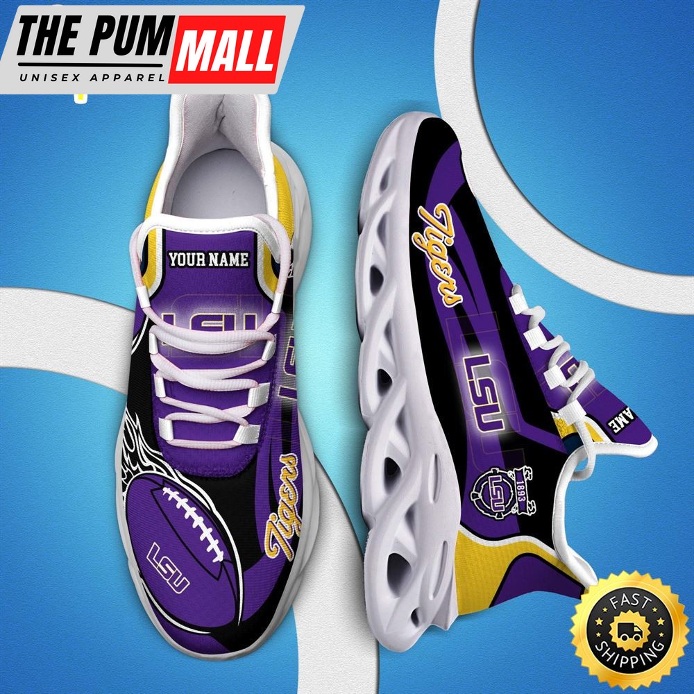 NCAA LSU TIGERS White C Sneakers Personalized Your Name