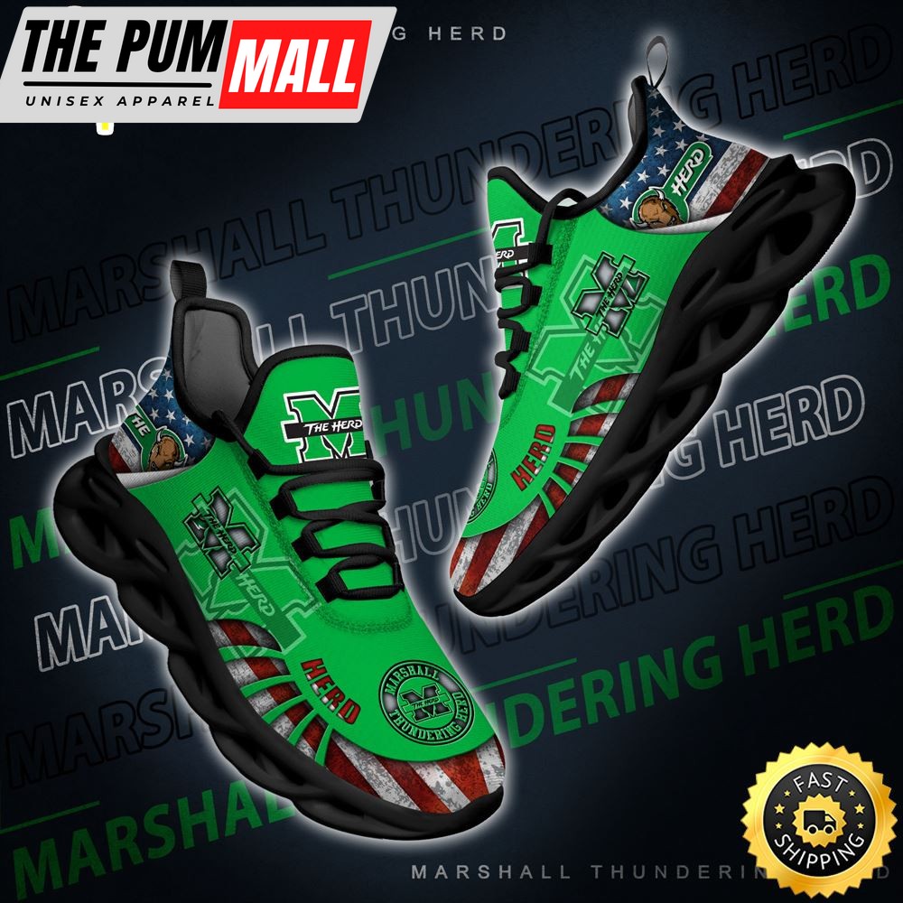 NCAA Marshall Thundering Herd Black And White Clunky Shoes New Style For Fans