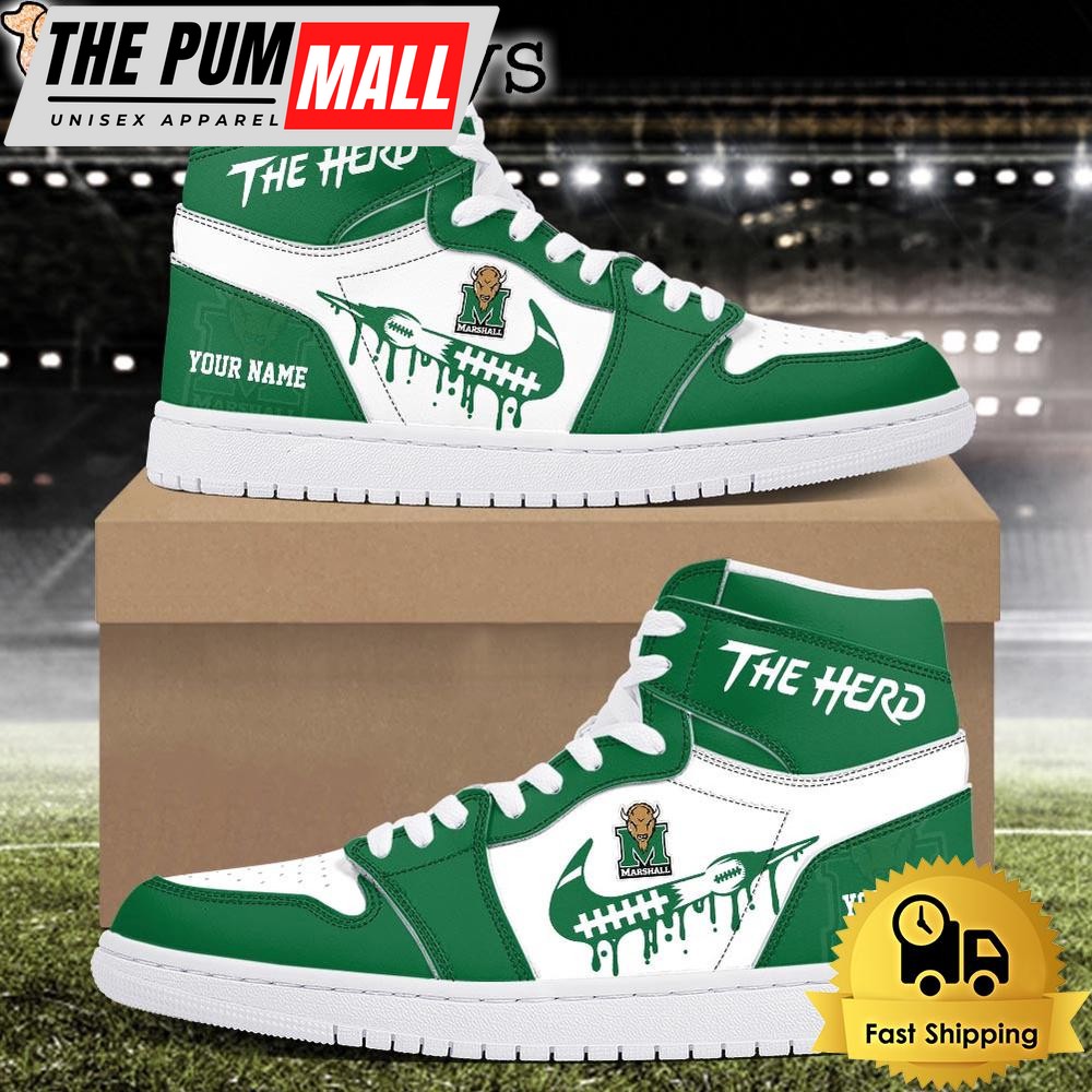 NCAA Marshall Thundering Herd Grunge Style Custom Air Jd 1 Shoes
