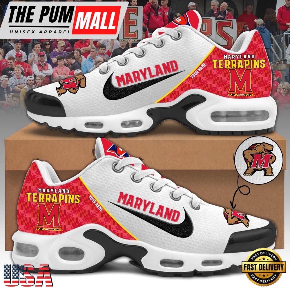 NCAA Maryland Football Mascot Symbol Custom Name New Design Air Max Plus Shoes