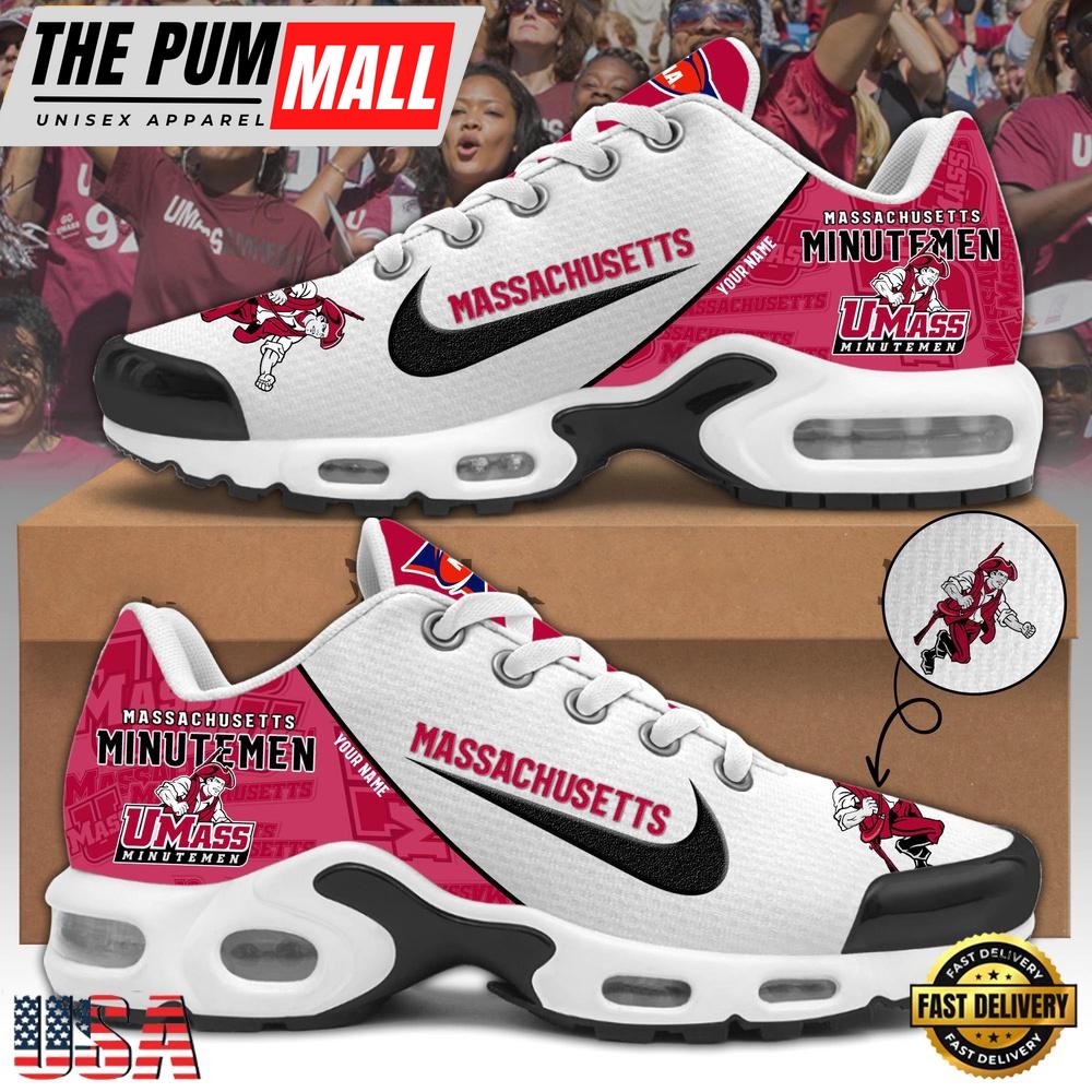 NCAA Massachusetts Minutemen Football Mascot Symbol Custom Name New Design Air Max Plus Shoes