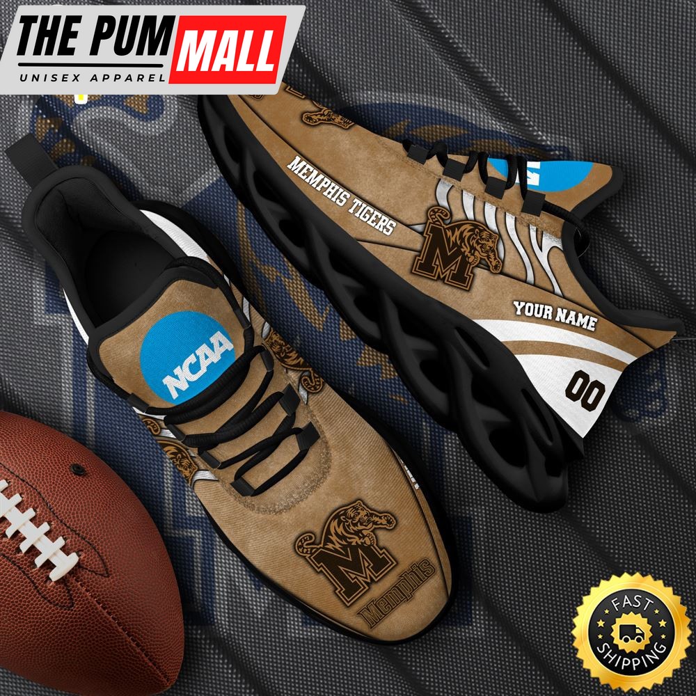 NCAA Memphis Tigers Black Max Soul Shoes, White Max Soul Shoes Custom Your Name And Number