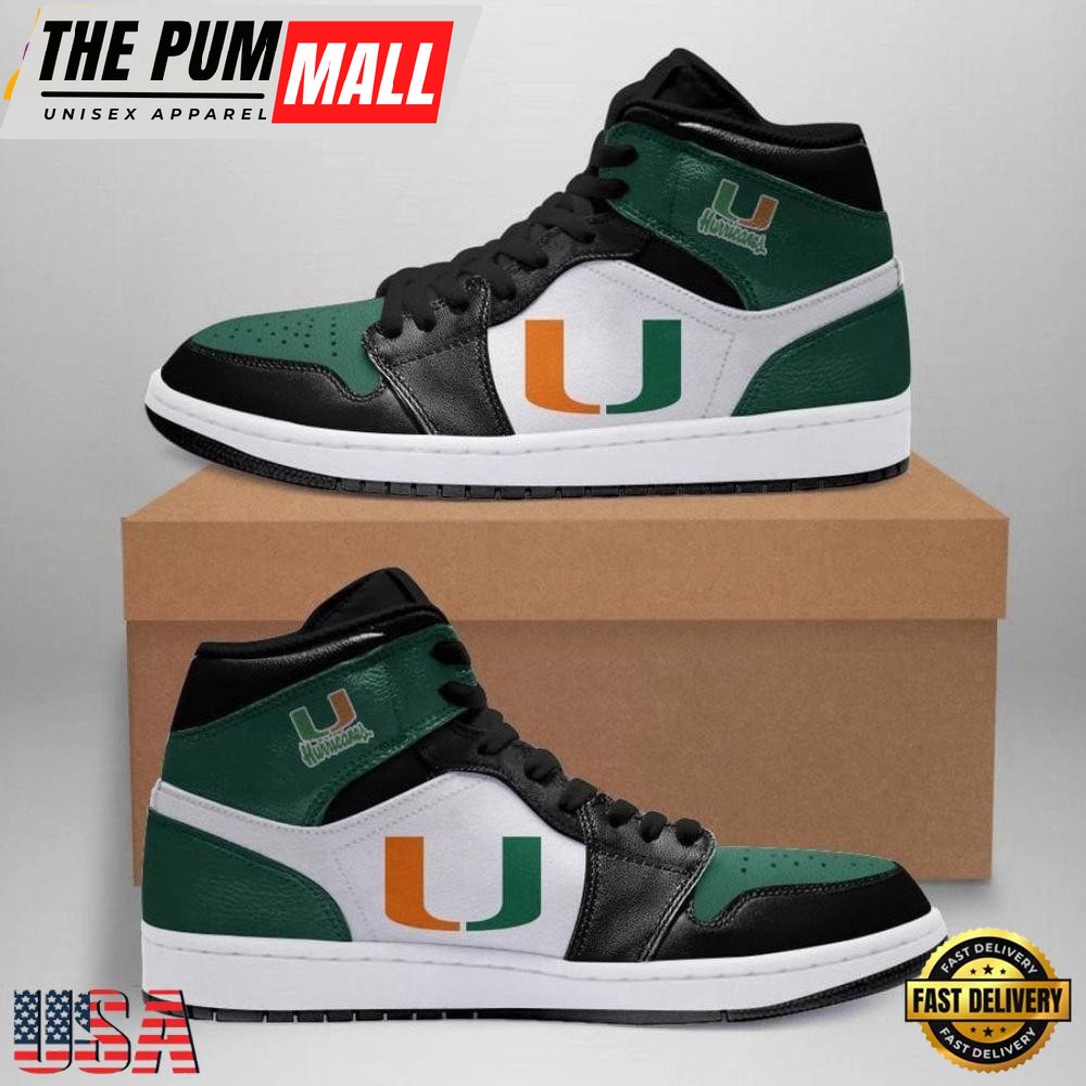 NCAA Miami Hurricanes Air Jd 1 High Sneakers For Men