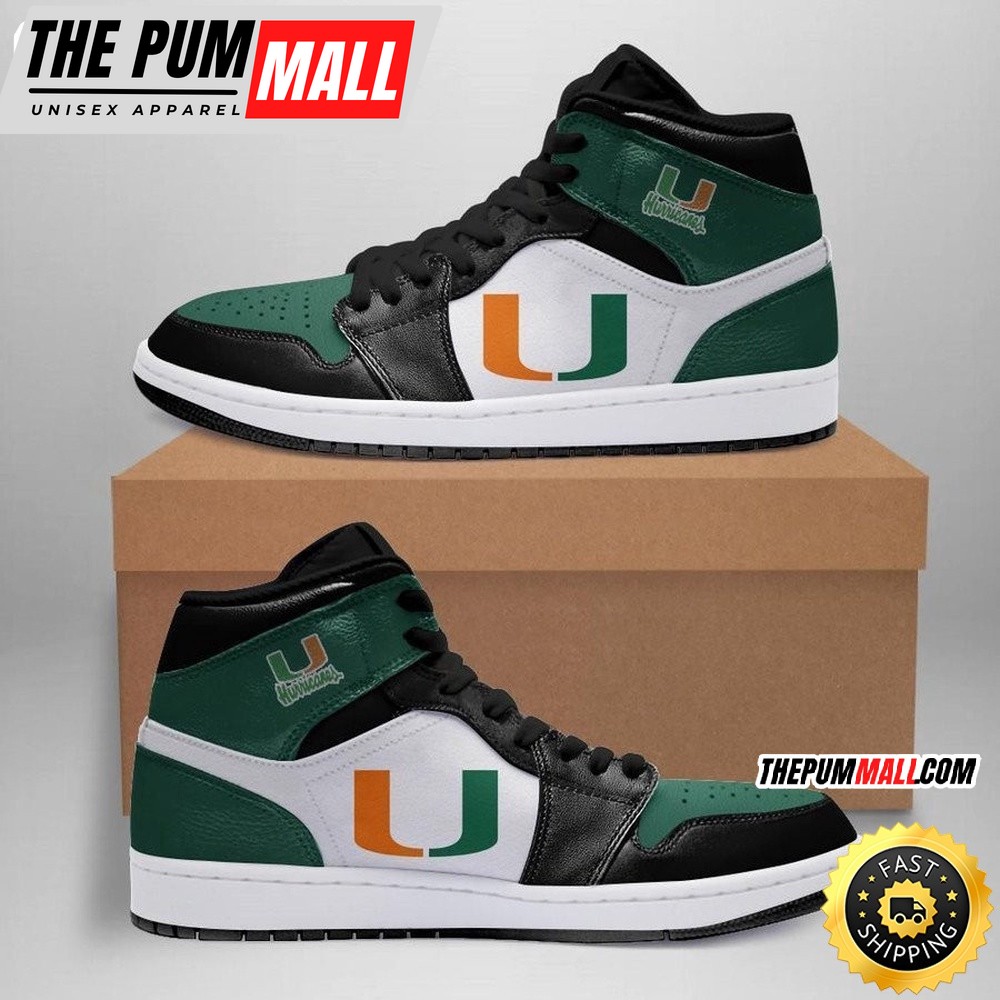 NCAA Miami Hurricanes Air Jd 1 High Sneakers