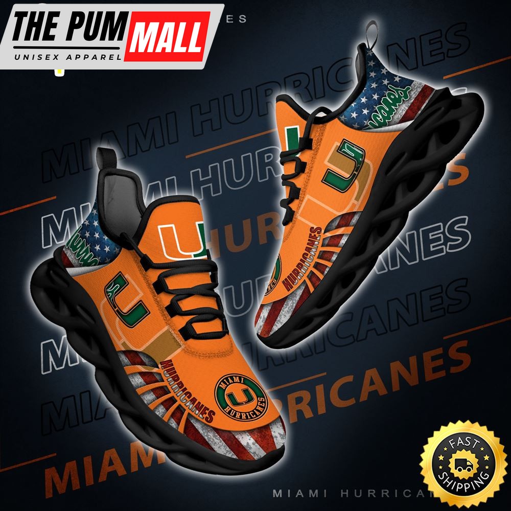 NCAA Miami Hurricanes Black And White Clunky Shoes New Style For Fans