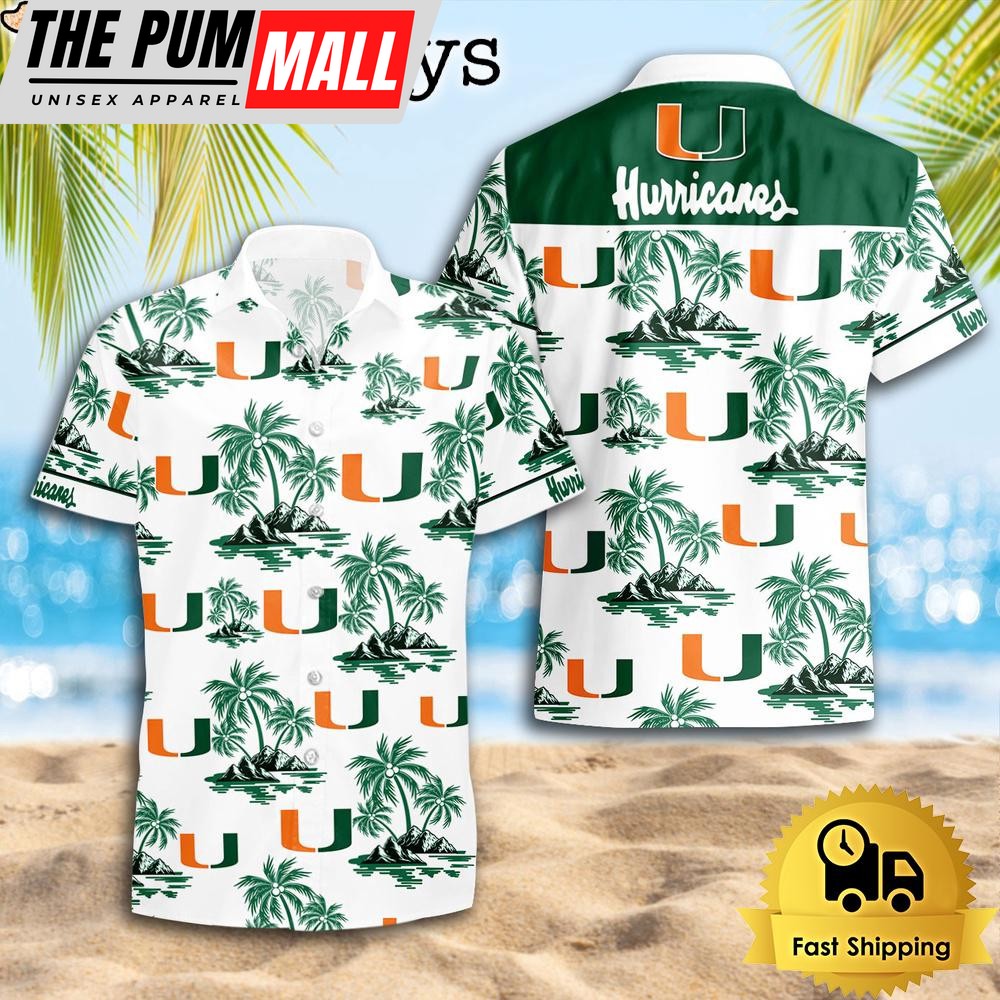 NCAA Miami Hurricanes Coconut Island Logo Hawaiian Shirts