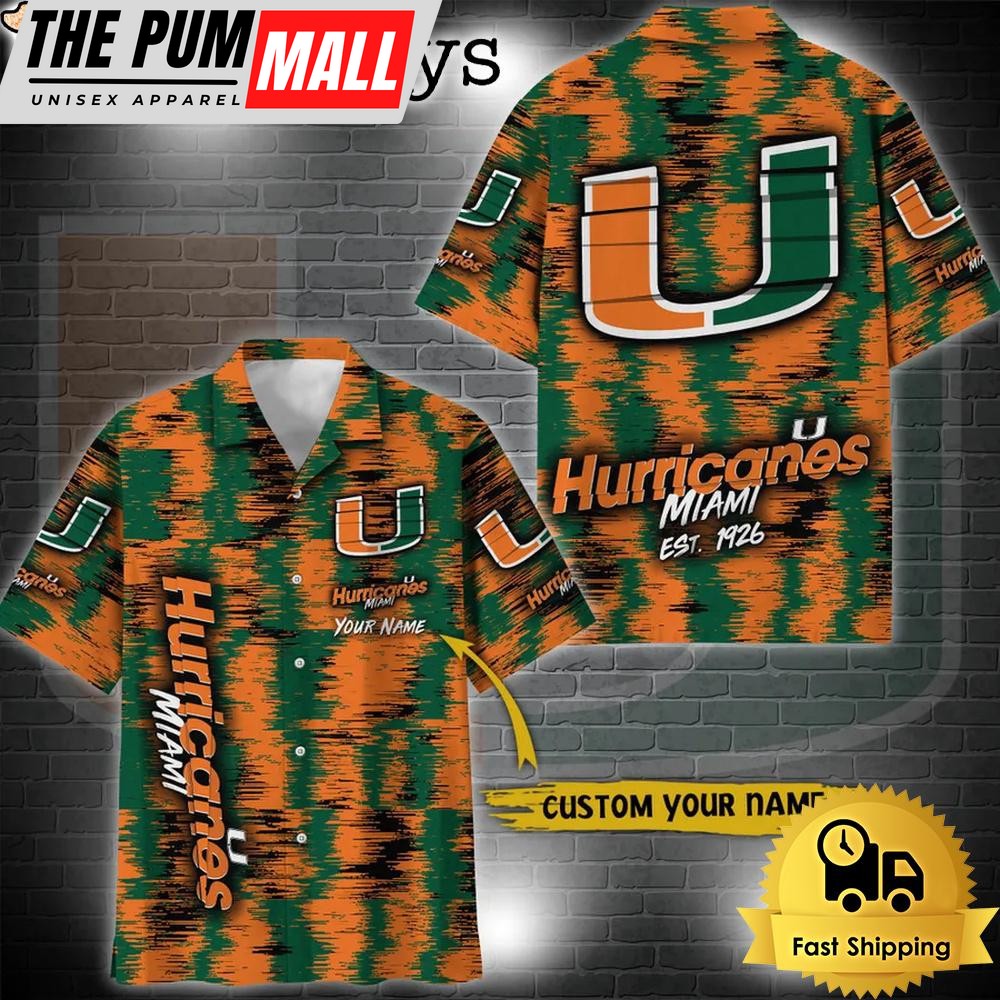 NCAA Miami Hurricanes Custom Ikat Hawaiian Shirt