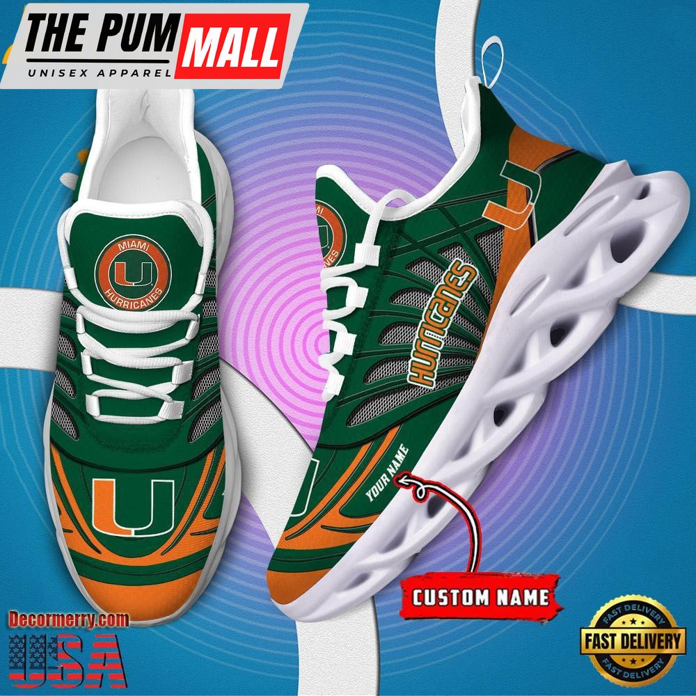 NCAA Miami Hurricanes Custom Name Design Max Soul Shoes Sneaker