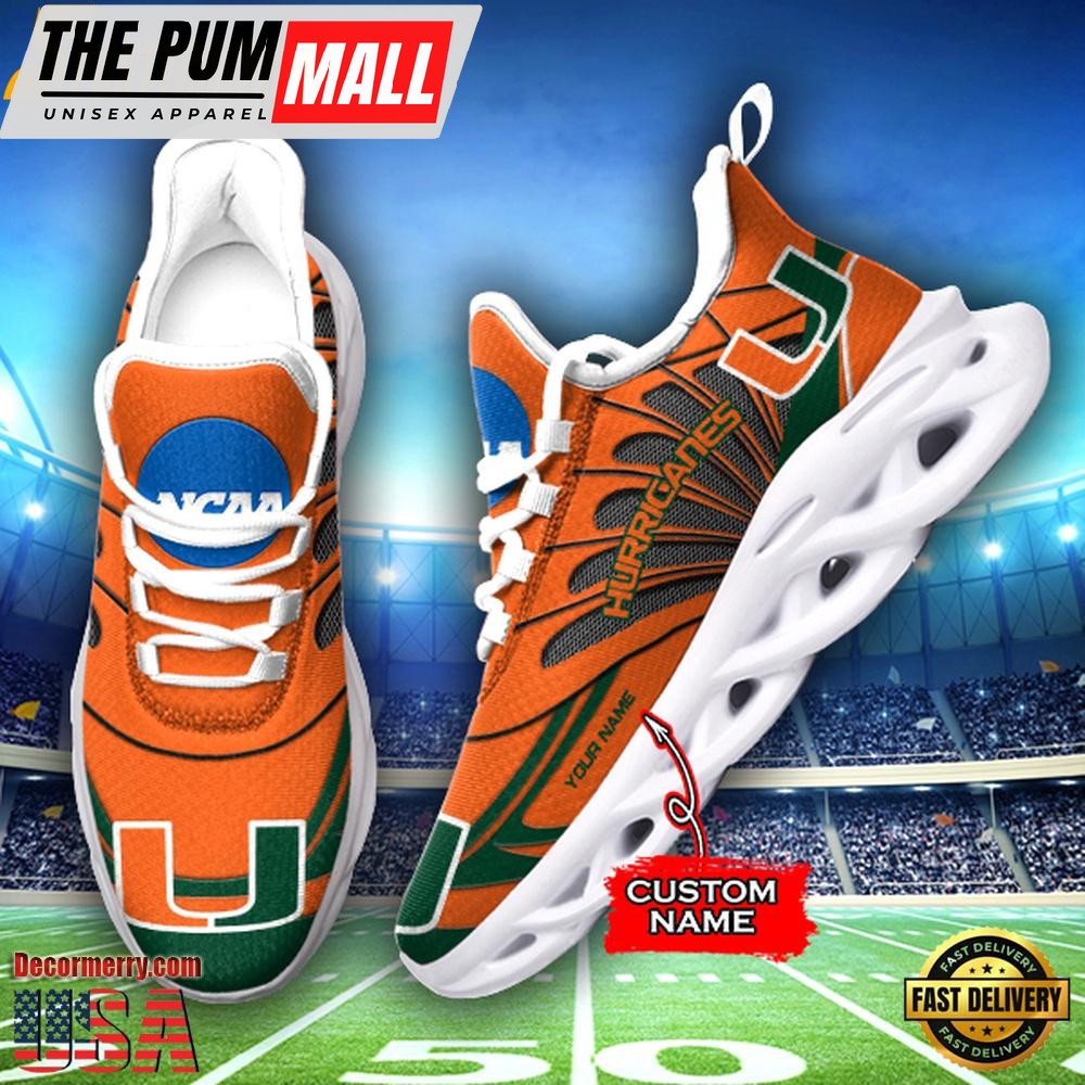 NCAA Miami Hurricanes Custom Name Design Max Soul Shoes Sneakers