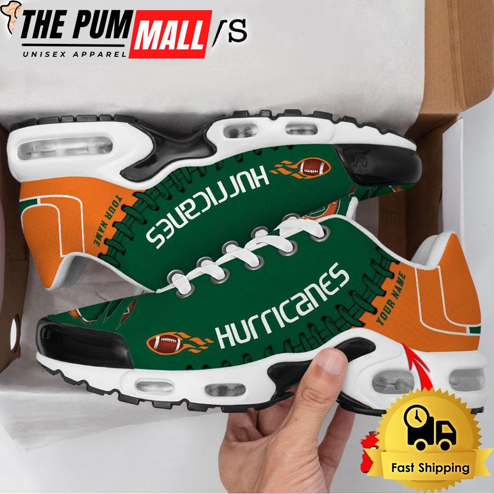 NCAA Miami Hurricanes Football Custom Air Max Plus Shoes