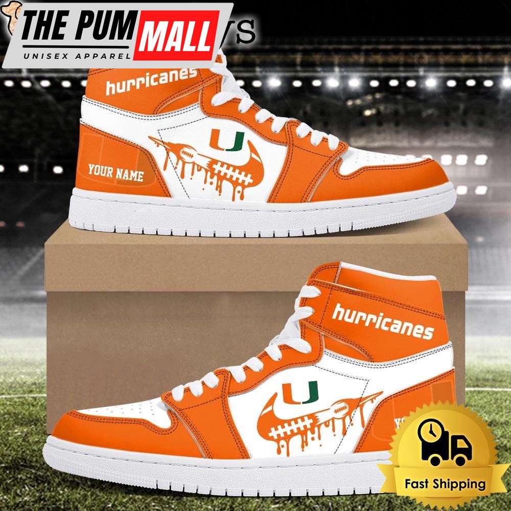 NCAA Miami Hurricanes Grunge Style Custom Air Jd 1 Shoes