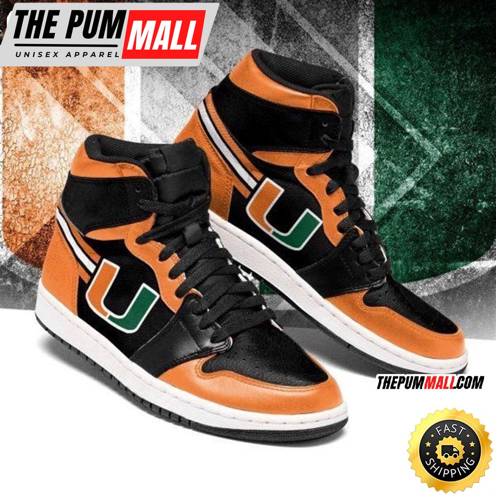 NCAA Miami Hurricanes Orange Black Air Jd 1 High Sneakers