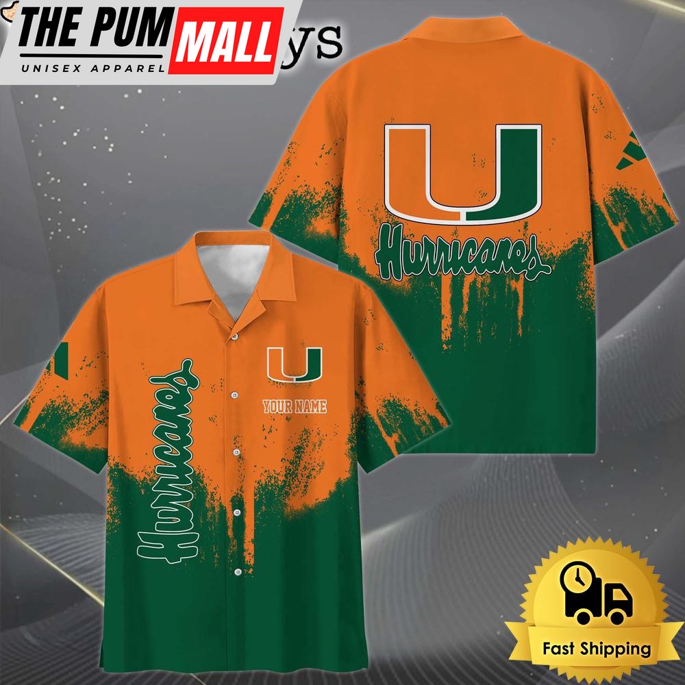 NCAA Miami Hurricanes Paint Splatter Custom Hawaiian Shirt