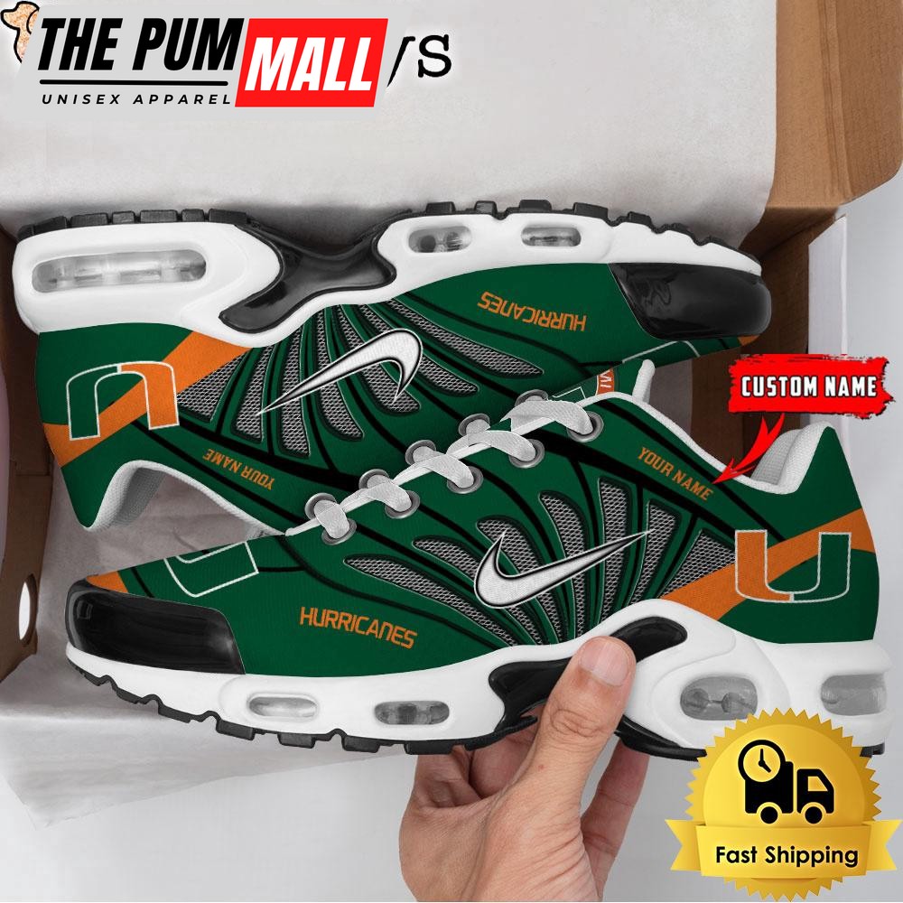 NCAA Miami Hurricanes Sport Football Logo Custom Air Max Plus Shoes