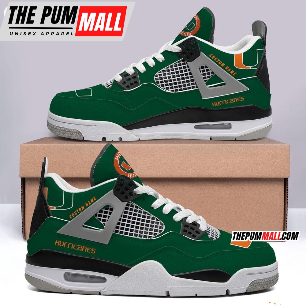 NCAA Miami Hurricanes Sport Team Air Jd 4 Shoes, Personalized AJ4 Sneaker