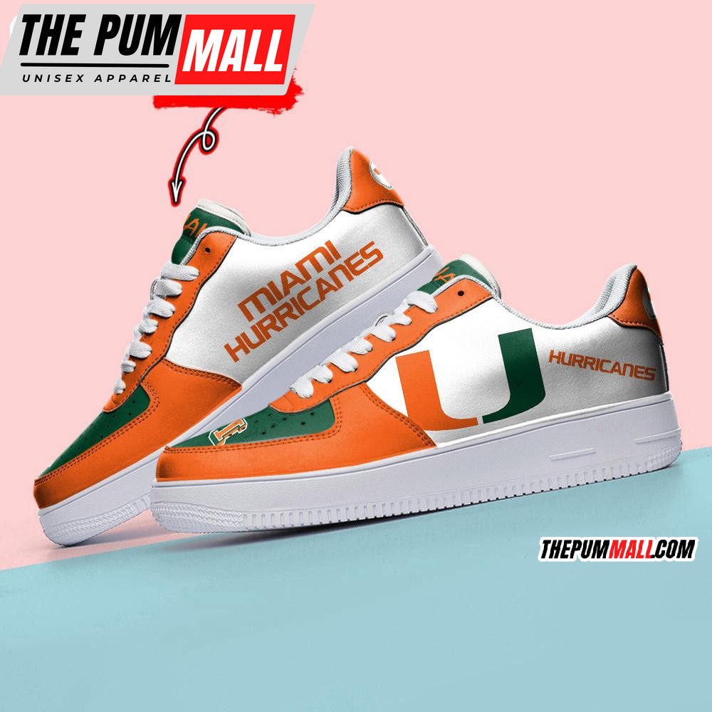 NCAA Miami Hurricanes Sporty Air Force 1 Shoes Sneaker