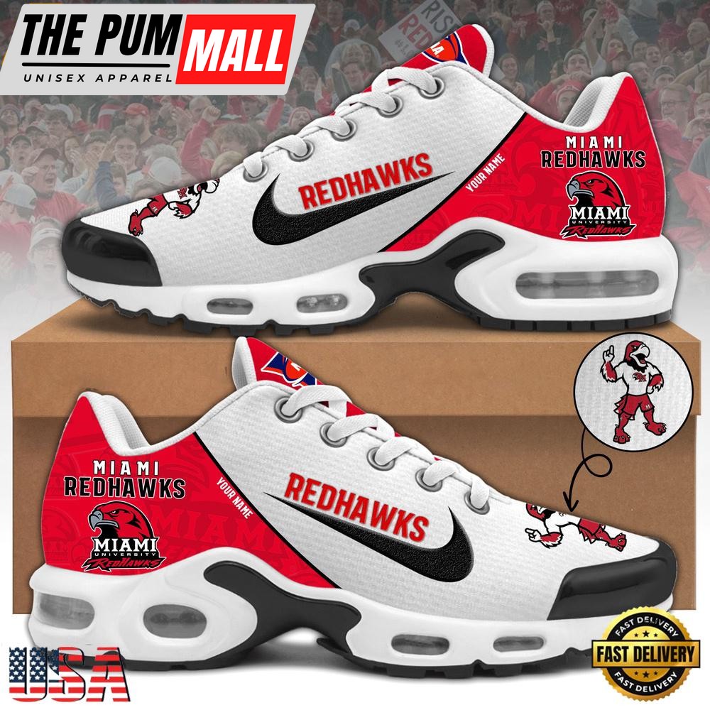 NCAA Miami Redhawks Football Mascot Symbol Custom Name New Design Air Max Plus Shoes