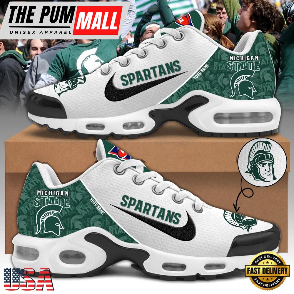 NCAA Michigan State Football Mascot Symbol Custom Name New Design Air Max Plus Shoes