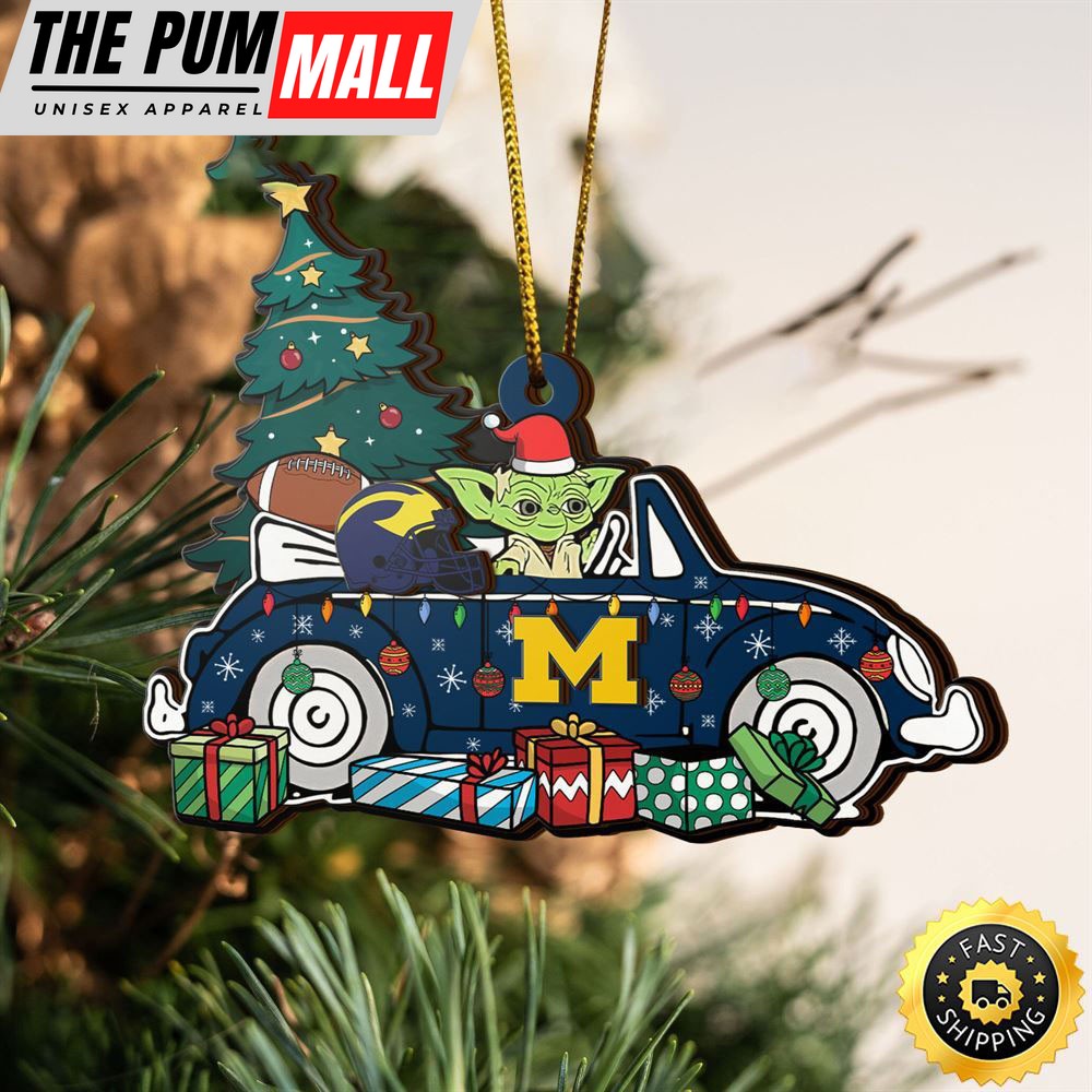 NCAA Michigan Wolverines And Baby Yoda Christmas Ornament Limited Edition
