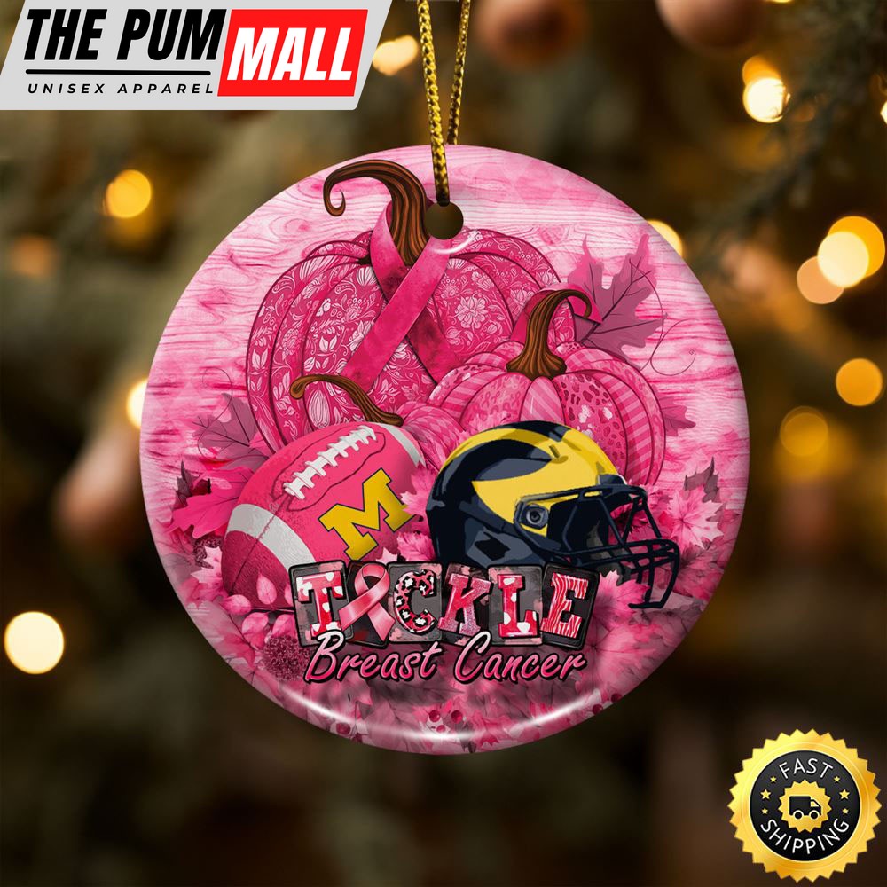 NCAA Michigan Wolverines Breast Cancer And Sport Team Ceramic Ornament Limited Edition