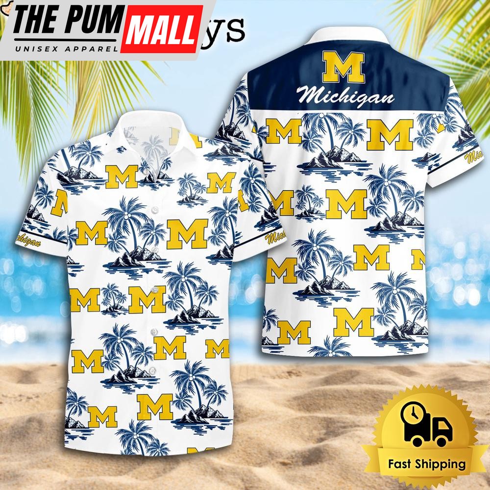 NCAA Michigan Wolverines Coconut Island Logo Hawaiian Shirts