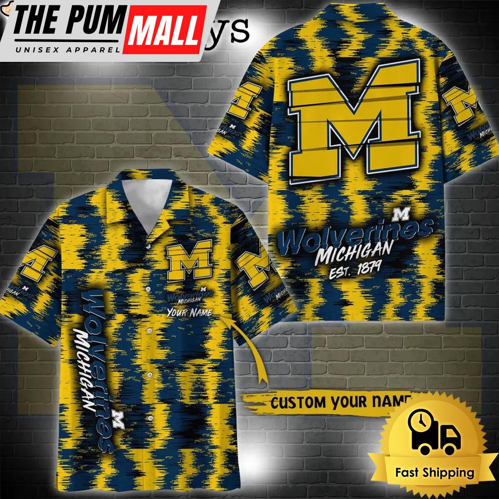 NCAA Michigan Wolverines Custom Ikat Hawaiian Shirt