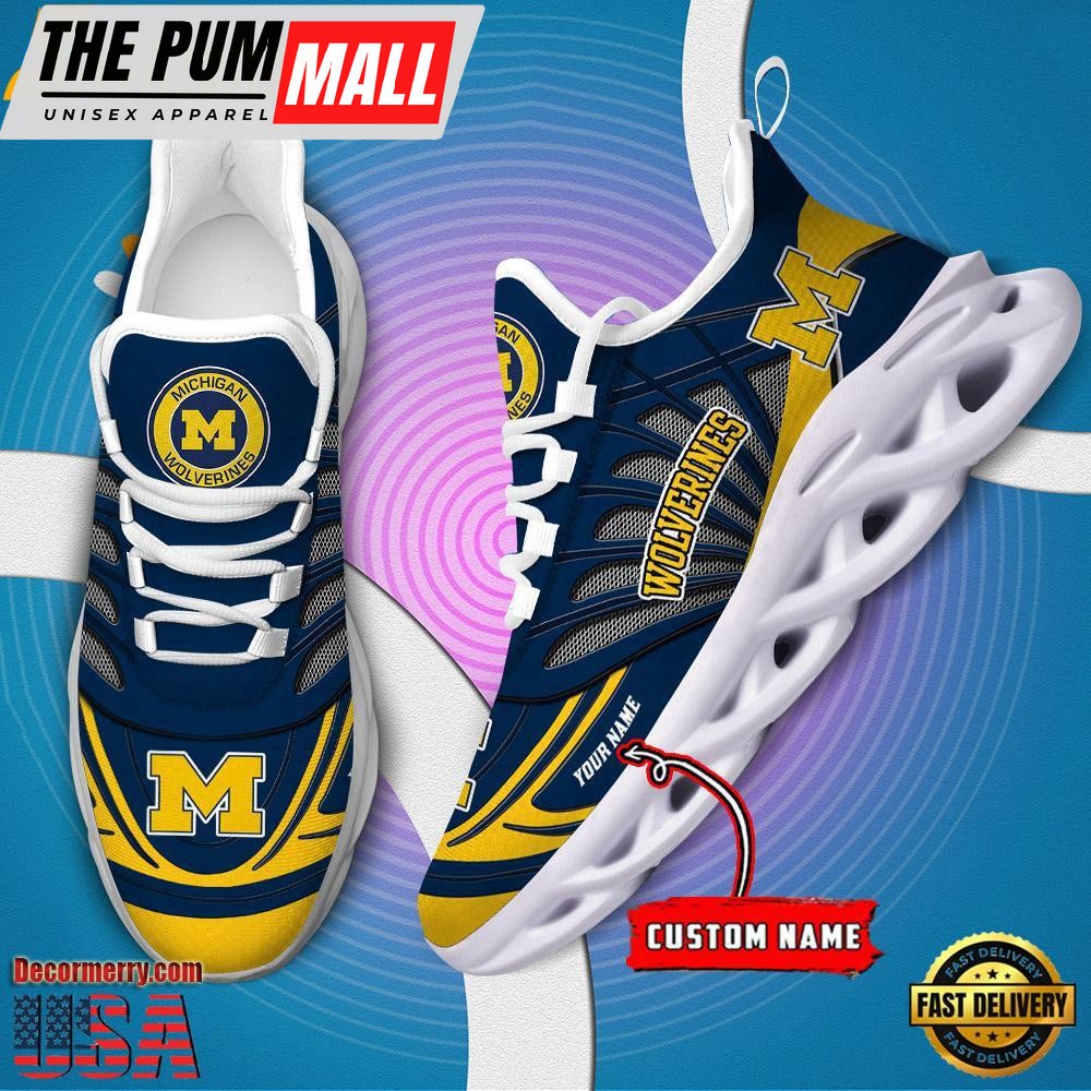 NCAA Michigan Wolverines Custom Name Design Max Soul Shoes Sneaker