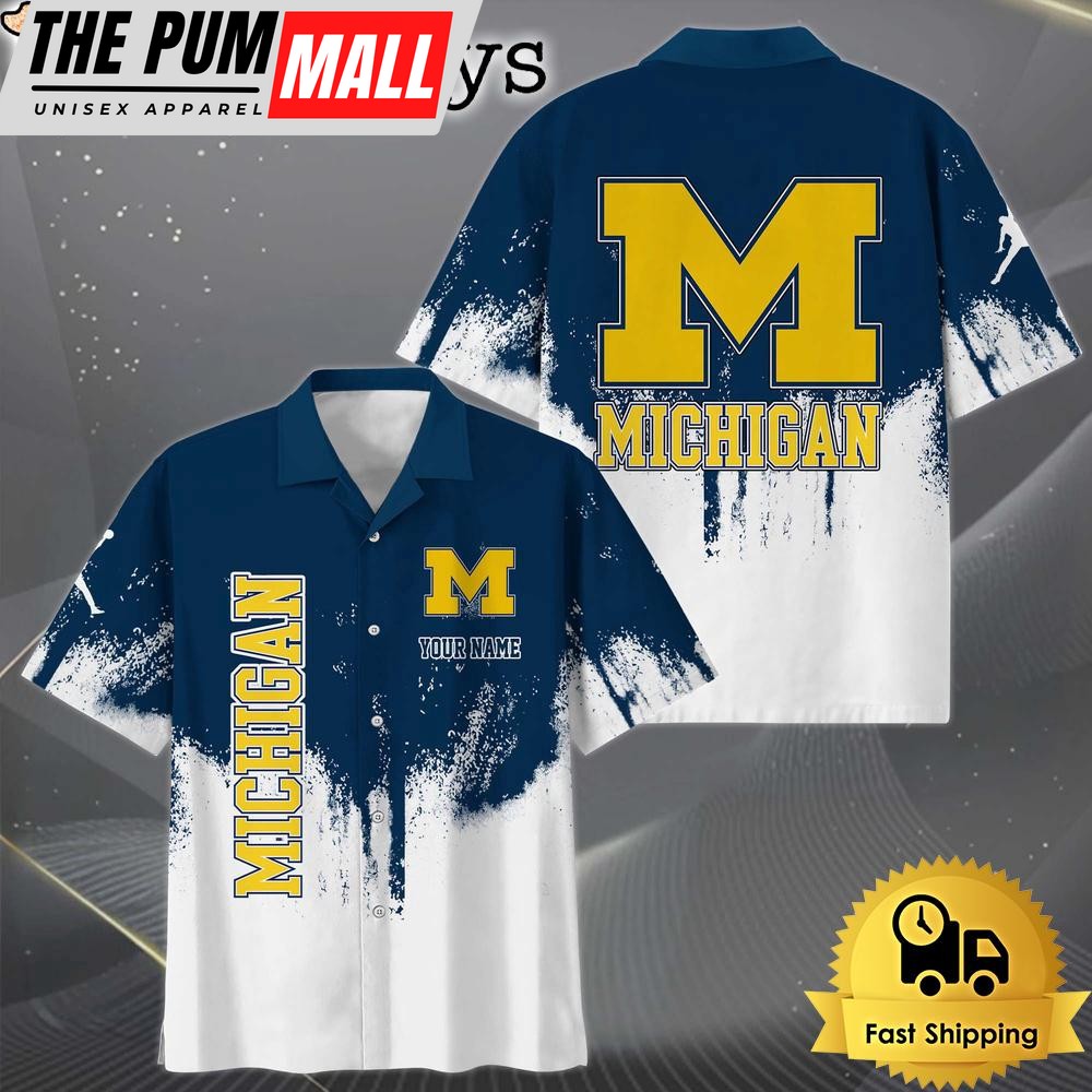 NCAA Michigan Wolverines Custom Paint Splatter Logo Hawaiian Shirt