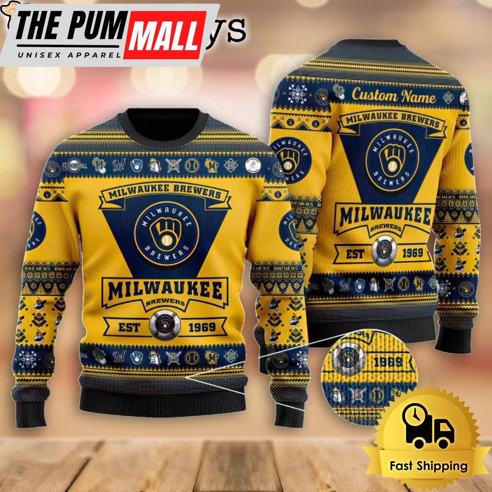 NCAA Michigan Wolverines Football Team Logo Custom Name Ugly Christmas Sweater