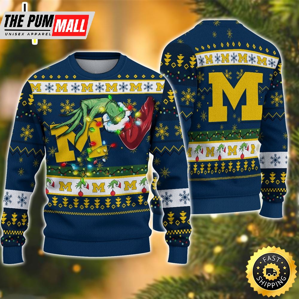 NCAA Michigan Wolverines Grinch Christmas Ugly Sweater