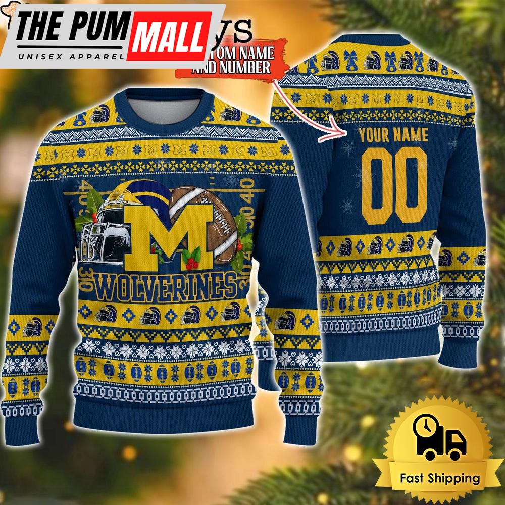NCAA Michigan Wolverines Logo Football Ugly Christmas Sweater