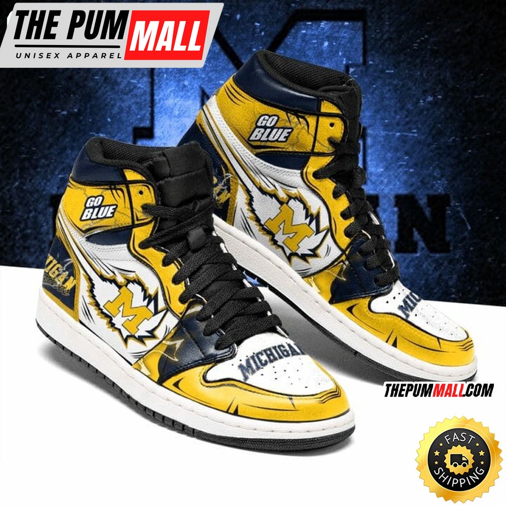 NCAA Michigan Wolverines Maize White Air Jd 1 High Sneakers