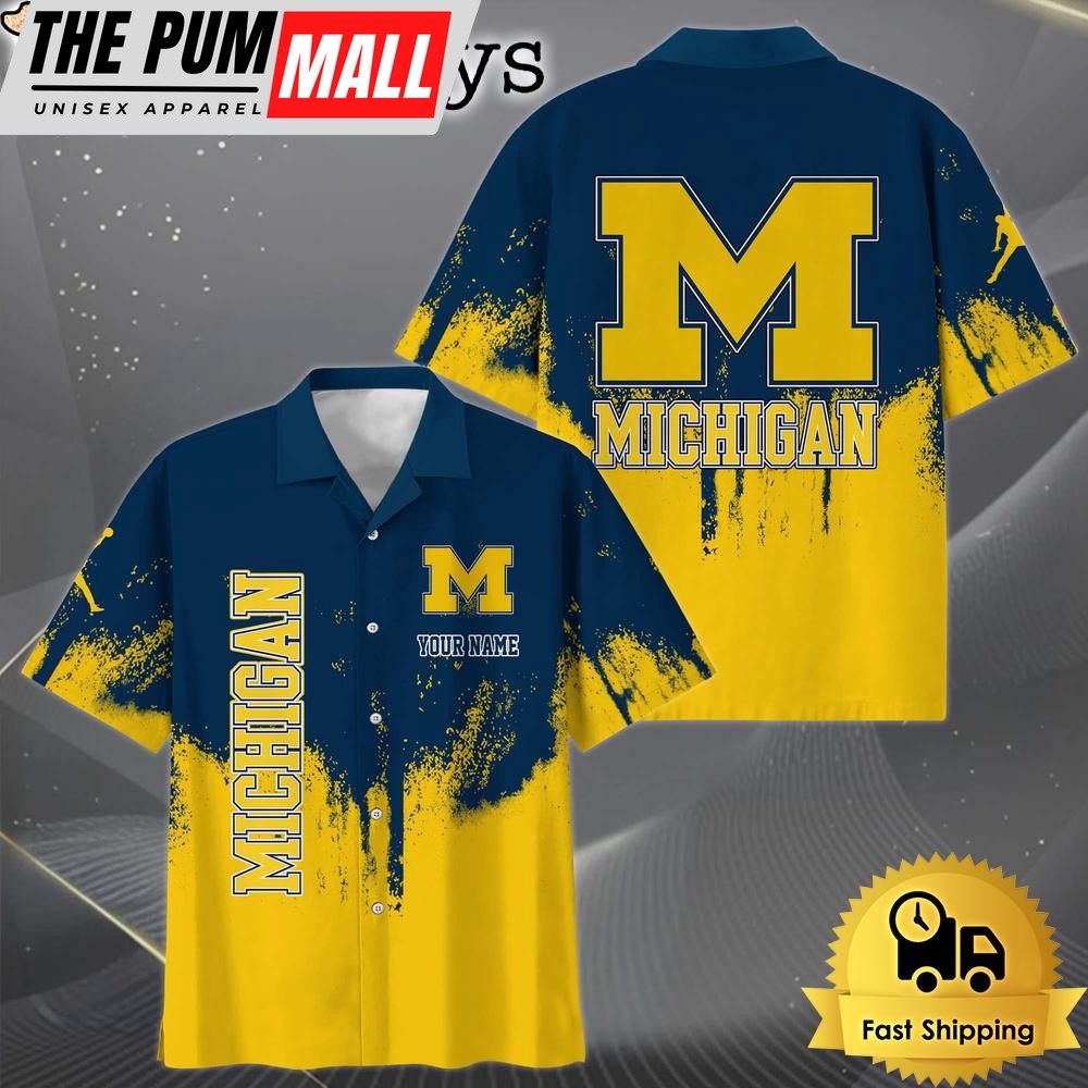 NCAA Michigan Wolverines Paint Splatter Custom Hawaiian Shirt
