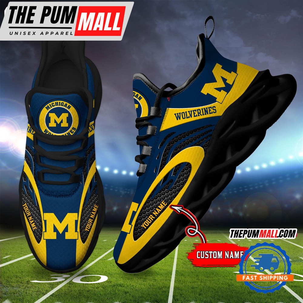NCAA Michigan Wolverines Sport Team New Design Max Soul Shoes Sneaker