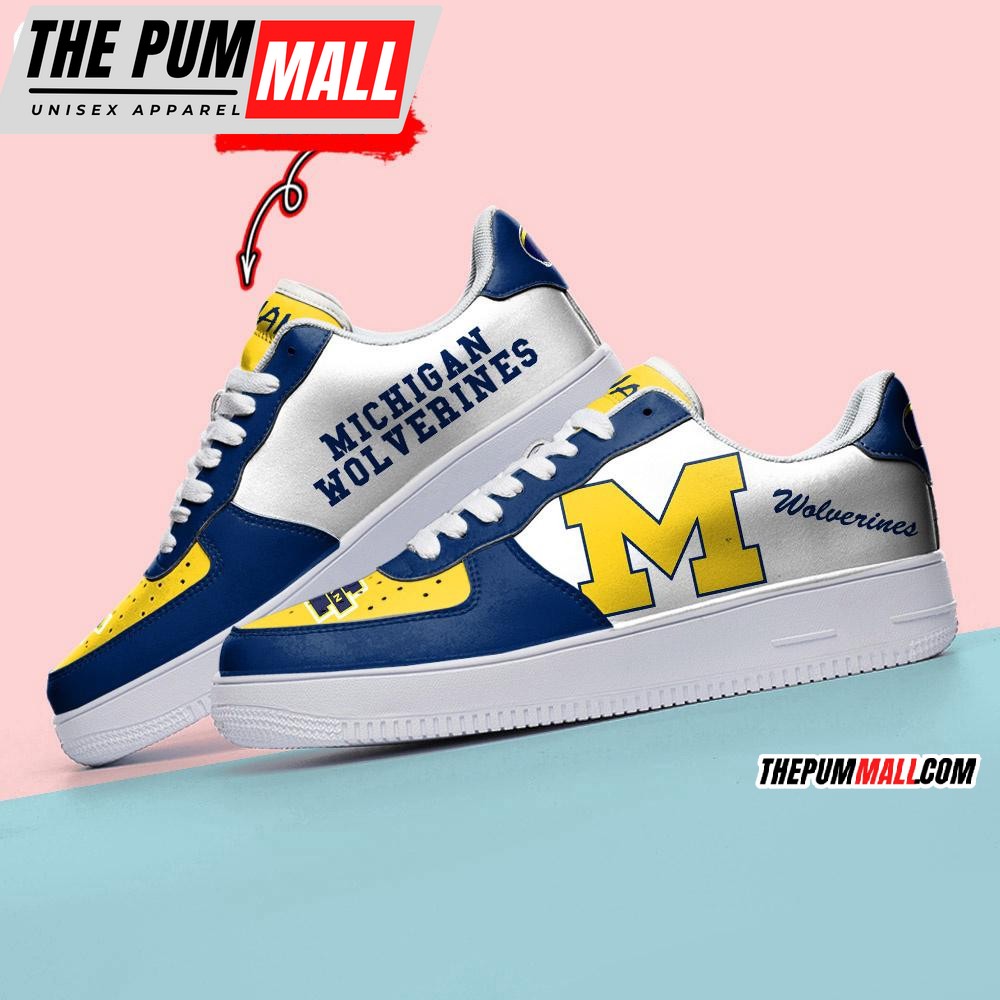 NCAA Michigan Wolverines Sporty Air Force 1 Shoes Sneaker